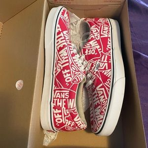 Red White Logo print Vans, the Vans size 9.5 mens